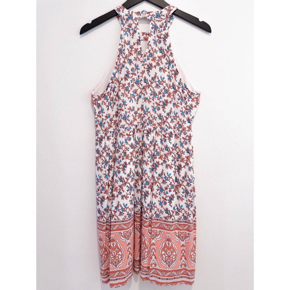 Magnolia Boutique Boho Dress Womens Large Floral Halter Mini Sundress Festival - Picture 2 of 9